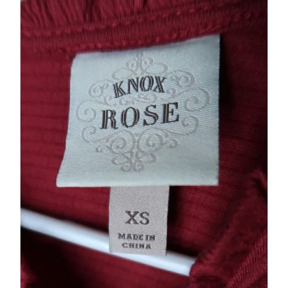 Knox Rose Tiered Dress Ruffle Crinkle Short Sleeve Knee Length Red Women's XS